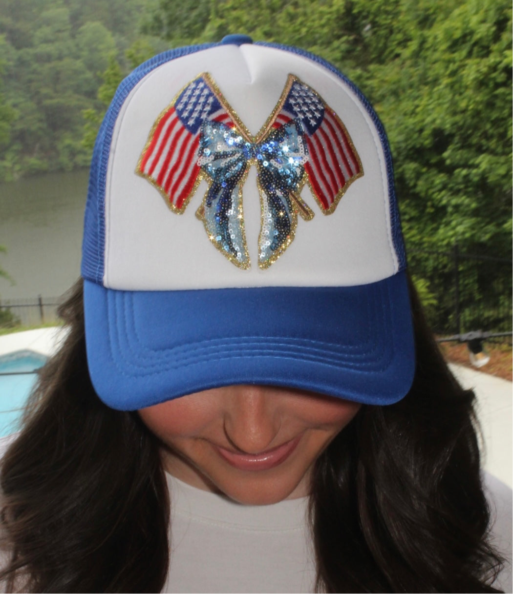 Patriotic flags trucker hat