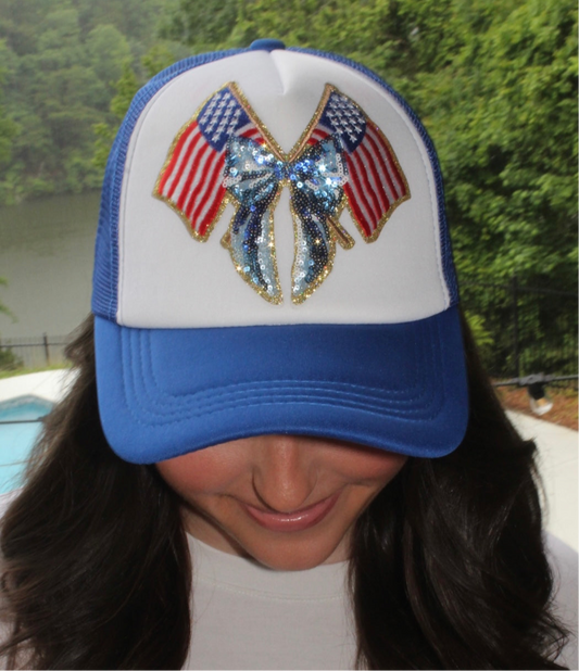 Patriotic flags trucker hat